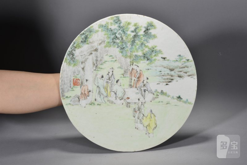 清光绪 汪章「竹林七贤」瓷板 - 图3